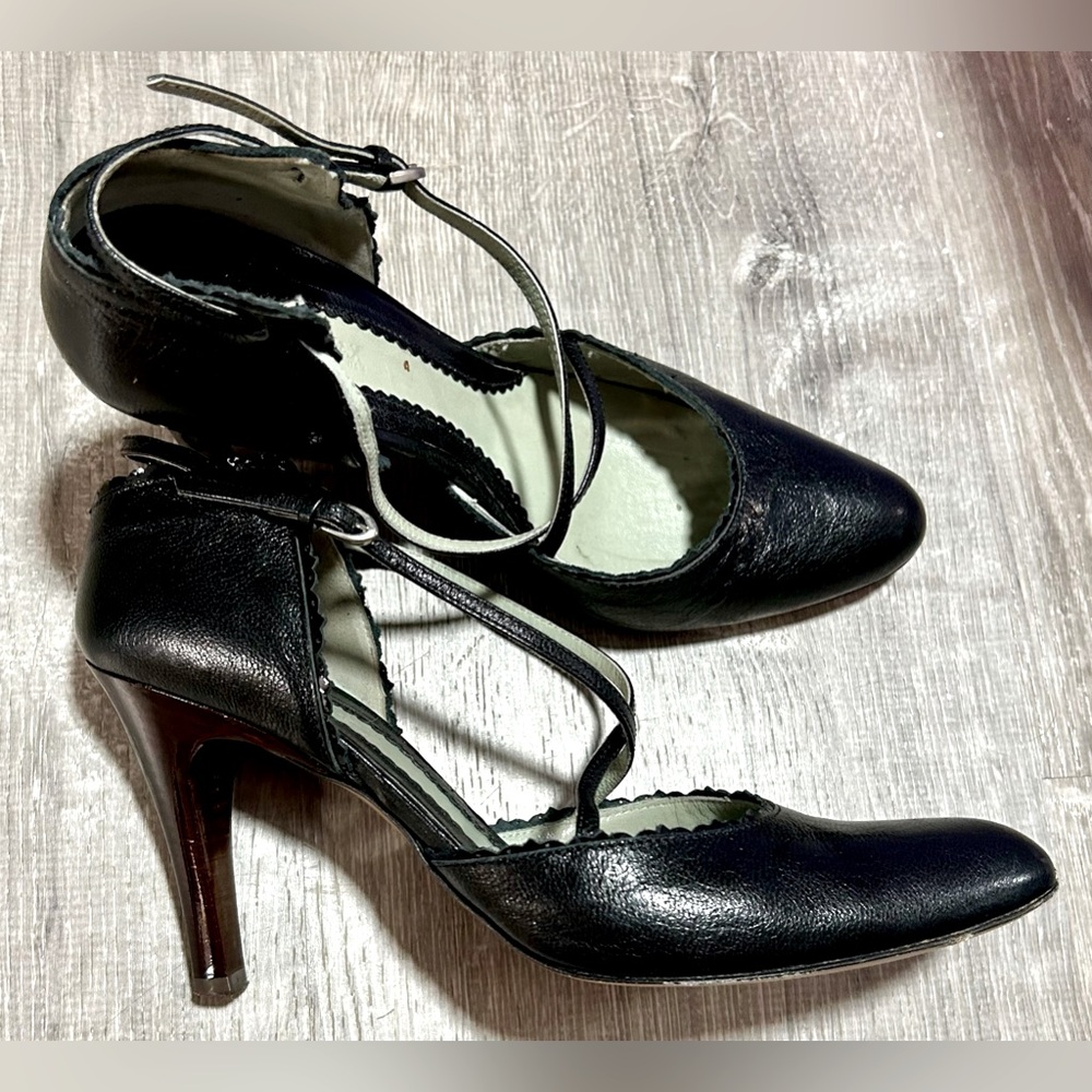 Sportmax Black Leather Heels Size 39